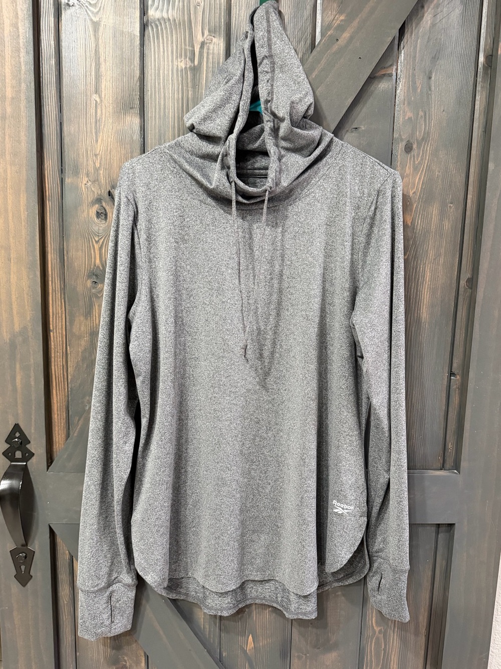 Reebok Women’s Heather Gray Pullover Hoodie Sweater top workout fitness  SZ XL
